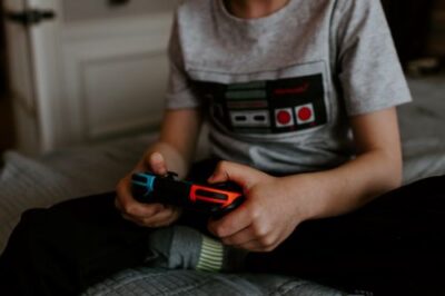 Child playing video games